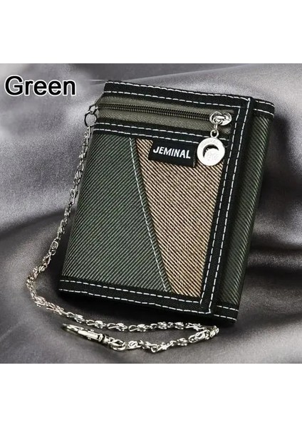 Yeşil Stil Moda Erkek Cüzdan Doğum Günü Hediyesi Tuval Kumaş Kısa Debriyaj Çantalar Erkek Para Çantaları Madeni Paralar Çanta Cüzdan Kartları Kımlık Tutucu Çantalar Burse (Yurt Dışından)