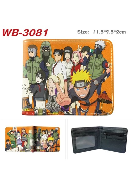 XQHY210601 11 Stili Japon Anime Karikatür Kakashi Sasuke Siyah Yaprak Köyü Konoha Ninja Cüzdan Sikke Cebi ile Kısa Çanta Kart Sahibinin (Yurt Dışından)
