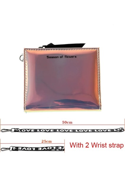 Pembe 2 Kayış Stili Moda Küçük Cüzdan Kadın Kısa Bileklik Ince Çantalar Bayanlar Para Çantası Kore Kadın Holografik Cüzdan Cüzdan Ince Vale (Yurt Dışından)