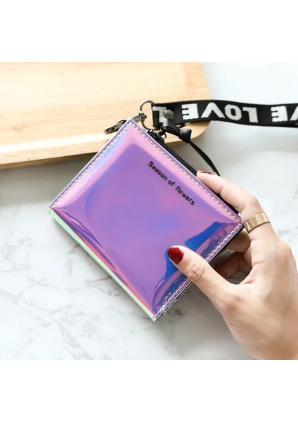 Pembe 2 Kayış Stili Moda Küçük Cüzdan Kadın Kısa Bileklik Ince Çantalar Bayanlar Para Çantası Kore Kadın Holografik Cüzdan Cüzdan Ince Vale (Yurt Dışından) fiyatları
