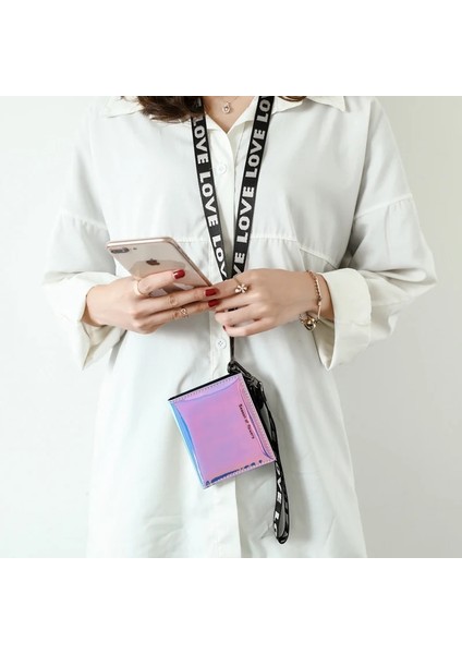Pembe 2 Kayış Stili Moda Küçük Cüzdan Kadın Kısa Bileklik Ince Çantalar Bayanlar Para Çantası Kore Kadın Holografik Cüzdan Cüzdan Ince Vale (Yurt Dışından) fırsatları