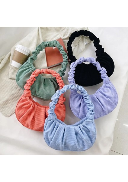 Mavi Stil Bayanlar Moda Kadife Koltukaltı Çantaları Küçük Kadın Pileli Bulut Hobos Omuz Çantaları Yumuşak Saf Renk Koltukaltı Çantaları (Yurt Dışından) fiyatları