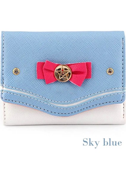 Gök Mavisi Tarzı Kadın Kısa Cüzdan Şeker Renk Yay Düğüm Debriyaj Çanta Moda Kız Sailor Moon Cüzdan Çanta Kart Sikke Çanta Yeni Popüler (Yurt Dışından)
