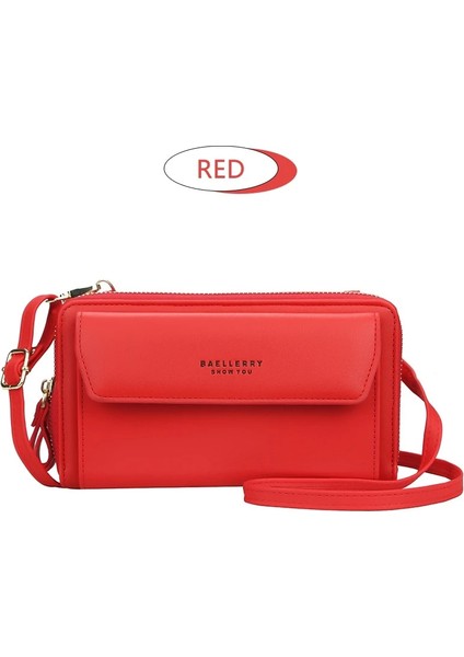 Kırmızı Stil Kadınlar Için Cüzdanlar Çanta Fermuar Çok Işlevli Organizatör Debriyaj Yüksek Kapasiteli Cep Telefonu Crossbody Para Cebi Kart Sahipleri (Yurt Dışından)