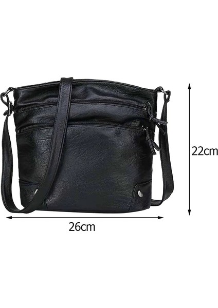 R Stili Women Leather Shoulder Bag Multi-Pocket Mother Female Zipper Crossbody Handbags Fashion Exquisite Shopping Bag (Yurt Dışından)