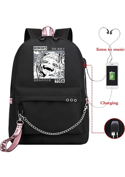 GN-HIMIKO23H Stili My Hero Academia Himiko Toga Laptop Sırt Çantaları Japonya Anime Okul Çantası My Hero Academia Anime Sırt Çantaları Okul Gençler Kızlar Için (Yurt Dışından)