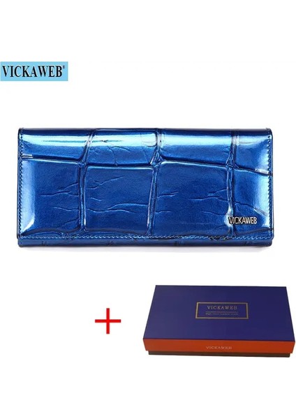 Mavi Cüzdan ve Kutu Stili Ücretsiz Hediye Hakiki Deri Kadın Cüzdanı Manyetik Çile Kadın Uzun Çanta Bayan Bozuk Para Cüzdanları Moda Cüzdanlar Kadın Para Cüzdanı (Yurt Dışından)