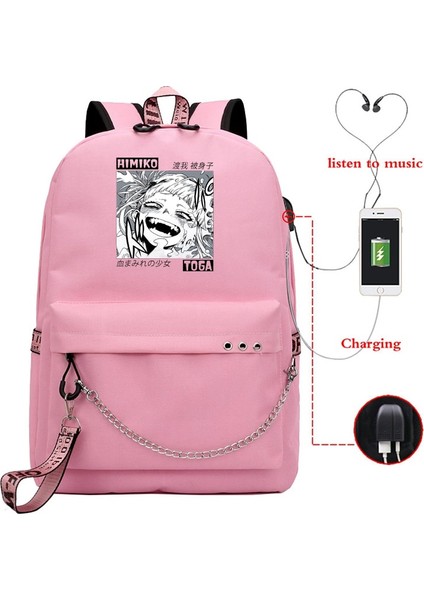 GN-HIMIKO23H Stili My Hero Academia Himiko Toga Laptop Sırt Çantaları Japonya Anime Okul Çantası My Hero Academia Anime Sırt Çantaları Okul Gençler Kızlar Için (Yurt Dışından)