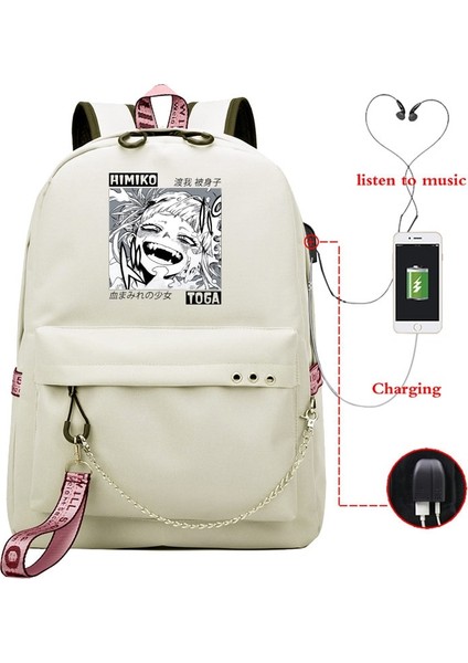 GN-HIMIKO23H Stili My Hero Academia Himiko Toga Laptop Sırt Çantaları Japonya Anime Okul Çantası My Hero Academia Anime Sırt Çantaları Okul Gençler Kızlar Için (Yurt Dışından)