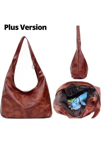 Artı Siyah Stil Claolid Tote Çanta Kadın Yumuşak Pu Deri Omuz Çantası Kadın Vintage Hobi Çanta Kadın Kolu Çanta Kadın Crossbody Çanta (Yurt Dışından)