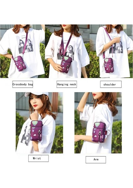 Küçük Mor Tarzı Mini Cep Telefonu Çantası Kadın Çantası Crossbody Omuz Askısı Postacı Çantaları Çok Kartlı Sikke Cüzdan Çanta Çantalar Kadınlar Için Kılıf (Yurt Dışından) fırsatları