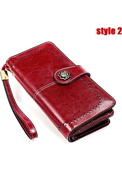 3556 Kırmızı Stil Büyük Kapasiteli Daha Fonksiyonlu Uzun Cüzdan Rfid Hakiki Deri Kadın Cüzdanları Kadın Çantaları Siyah Kahverengi Kırmızı (Yurt Dışından)