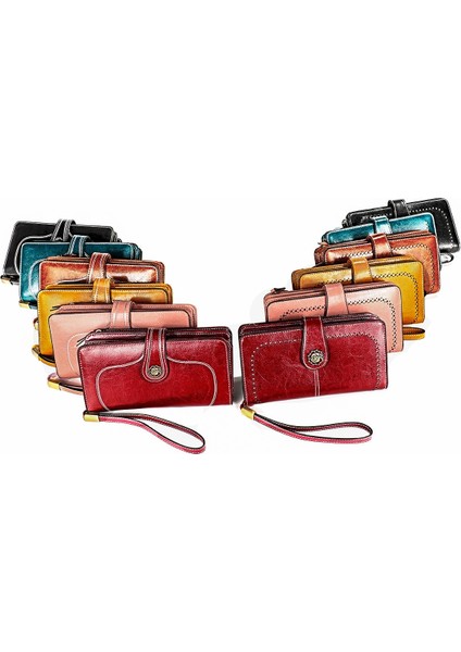 3556 Kırmızı Stil Büyük Kapasiteli Daha Fonksiyonlu Uzun Cüzdan Rfid Hakiki Deri Kadın Cüzdanları Kadın Çantaları Siyah Kahverengi Kırmızı (Yurt Dışından) fırsatları