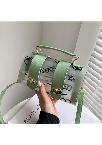 Yeşil Stil 2022 Yeni Kadın Omuz Çantası Pvc Şeffaf Grafiti Messenger Kadın Çanta Küçük Tasarımcı Çanta Çanta Kadınlar Için Crossbody Çanta (Yurt Dışından)
