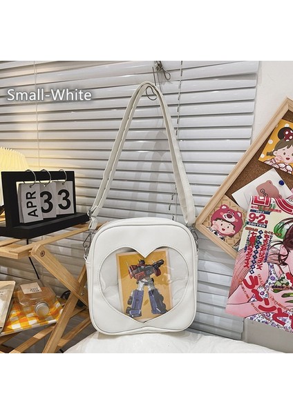 Küçük-Beyaz Tarzı Çapraz Askılı Çanta Kadın Kawaii Sırt Çantası Okul Için Temizle Cep Japon Harajuku Kız Omuz Çantası Sevimli Kawaii Kalp Ita Çanta Anime H226 (Yurt Dışından)