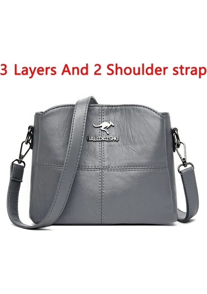3 Katman Gri Stili Yüksek Li Yumuşak Pu Deri Omuz Crossbody Çanta Wome Için Yeni Lüks Çanta Kadın Çanta Tasarımcısı Messenger Çanta Kesesi (Yurt Dışından)