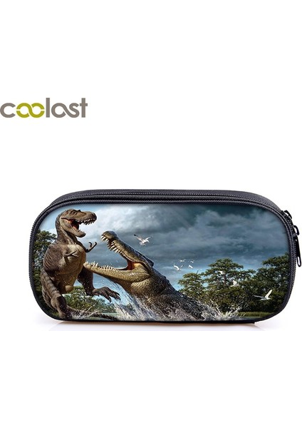 QBBLONG34 Stili Canavar Dinozor Baskı Kozmetik Kutuları Kalem Kutusu Erkek Kız T. Rex Kalem Çantaları Çocuk Okul Çantası Kırtasiye Çantası Hediye (Yurt Dışından)
