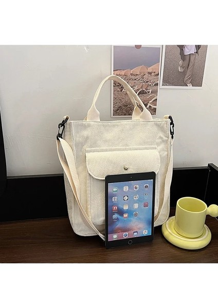Kahverengi Tarzı Kadife Omuzdan Askili Çanta Сумка Женская Kadın Vintage Alışveriş Çantaları Kızlar Öğrenci Sırt Çantası Çanta Rahat Tote Dış Cep ile (Yurt Dışından) indirimleri