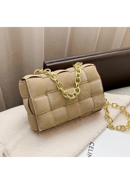 Yeşil Stil 25X7X17CM Moda Zinciri Örgülü Buzlu Taşınabilir Kare Çanta Pu Moda Lüks Tasarımcı Omuz Messenger Çanta Doku Kadın Çantası (Yurt Dışından) fiyatları