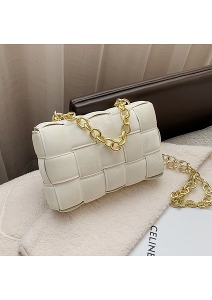 Yeşil Stil 25X7X17CM Moda Zinciri Örgülü Buzlu Taşınabilir Kare Çanta Pu Moda Lüks Tasarımcı Omuz Messenger Çanta Doku Kadın Çantası (Yurt Dışından) modelleri