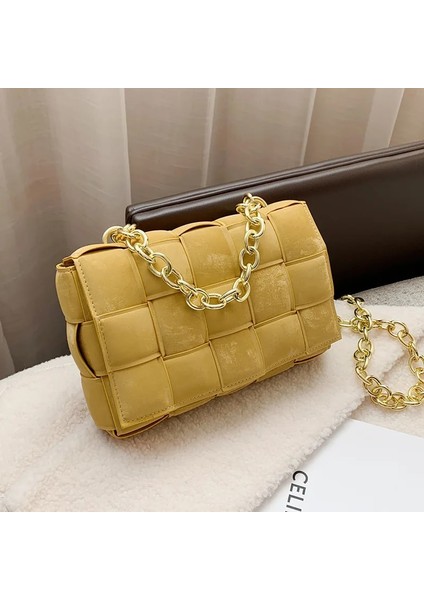 Yeşil Stil 25X7X17CM Moda Zinciri Örgülü Buzlu Taşınabilir Kare Çanta Pu Moda Lüks Tasarımcı Omuz Messenger Çanta Doku Kadın Çantası (Yurt Dışından) fırsatları