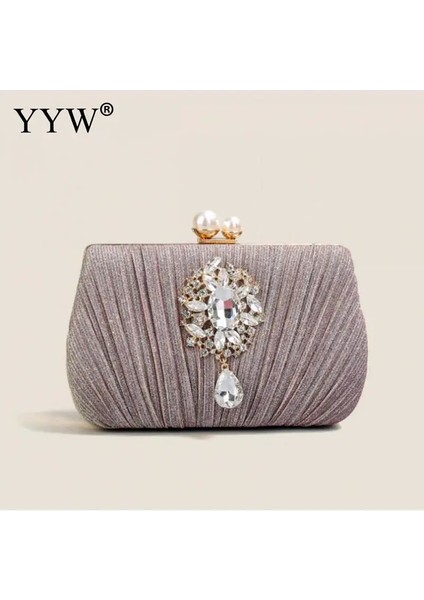 Şampanya Tarzı 2023 Yeni Kadın Elmas Çiçek Debriyaj Çanta Düğün Akşam Çantalar Taklidi Zincir Omuz Çantaları Ipek Parti Çanta Lüks Manşonlar (Yurt Dışından)