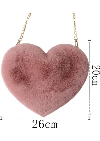 Açık Pembe Tarzı 25CM x 20CM Moda Kalp Şeklinde Faux Kürk Crossbody Çanta Wome Için Yeni Cüzdan Çanta Zincir Omuz Çantası Zinciri Tatlı Bayan Kız Çanta (Yurt Dışından) modelleri