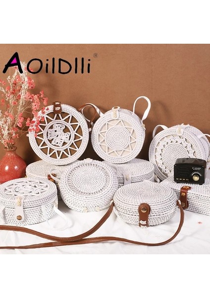 Baquare Tarzı Bali Adası El Dokuma Çanta Yuvarlak Çanta Tokası Rattan Hasır Çanta Satchel Rüzgar Bohemia Plaj Daire Çanta (Yurt Dışından) fiyatları