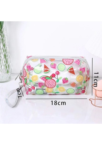 Karpuz Tarzı Çilek Kelebek Meyve Baskı Temizle Makyaj Çantası Moda Şeffaf Seyahat Moda Yıkama Saklama Torbaları Kadın Pvc Kozmetik Çantası (Yurt Dışından)