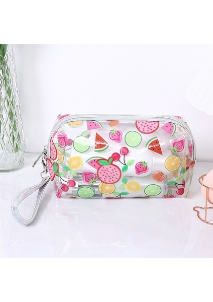Karpuz Tarzı Çilek Kelebek Meyve Baskı Temizle Makyaj Çantası Moda Şeffaf Seyahat Moda Yıkama Saklama Torbaları Kadın Pvc Kozmetik Çantası (Yurt Dışından) fırsatları