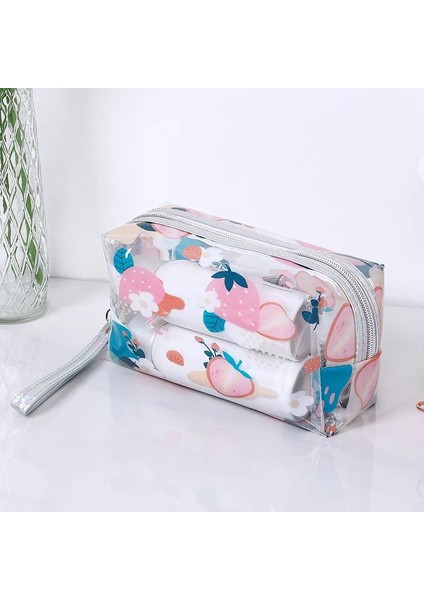Karpuz Tarzı Çilek Kelebek Meyve Baskı Temizle Makyaj Çantası Moda Şeffaf Seyahat Moda Yıkama Saklama Torbaları Kadın Pvc Kozmetik Çantası (Yurt Dışından) indirimleri