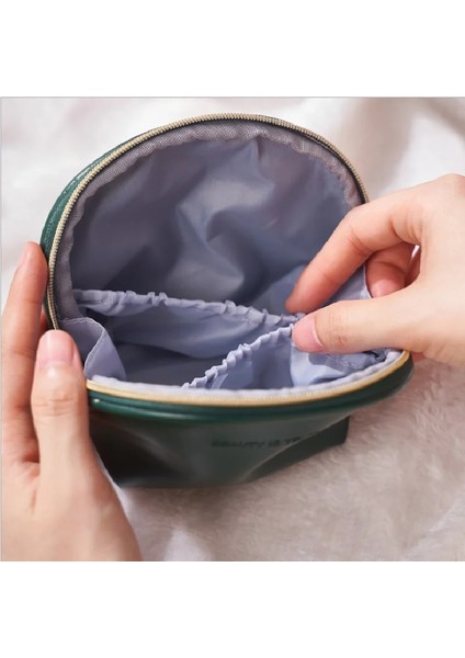 Yeşil Tarzı Kadın Kozmetik Çantaları Pu Kozmetik Çantası Çok Fonksiyonlu Mini Bozuk Para Cüzdanı Pu Deri Katı Fermuar Ruj Makyaj Çantaları Сумка Женская (Yurt Dışından) fırsatları
