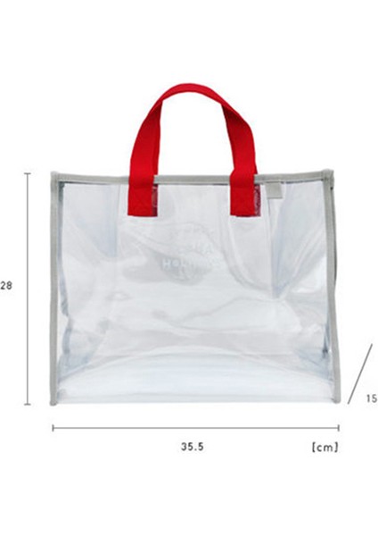Kırmızı Stil Pvc Şeffaf Çanta Rahat Kadın Büyük Kapasiteli Alışveriş Omuz Çantaları Taşınabilir Yaz Lucid Plaj Tote Bolsas Kadınlar Için (Yurt Dışından)
