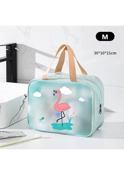 Flamingo Orta Stil Kuru ve Islak Su Geçirmez Banyo Kozmetik Çantaları Kadın Şeffaf Makyaj Günlük Tuvalet Eşyaları Depolama Düzenleyici Büyük Kapasiteli Yıkama Torbası (Yurt Dışından)