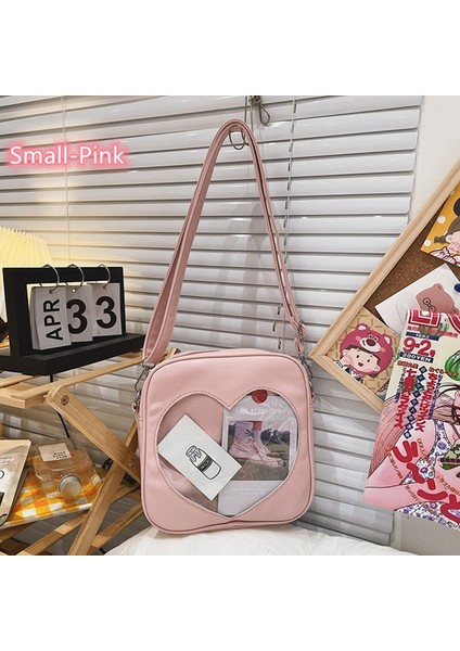 Küçük-Pembe Tarzı Çapraz Askılı Çanta Kadın Kawaii Sırt Çantası Okul Için Temizle Cep Japon Harajuku Kız Omuz Çantası Sevimli Kawaii Kalp Ita Çanta Anime H226 (Yurt Dışından)