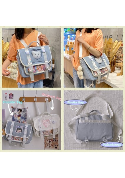 Küçük-Pembe Tarzı Çapraz Askılı Çanta Kadın Kawaii Sırt Çantası Okul Için Temizle Cep Japon Harajuku Kız Omuz Çantası Sevimli Kawaii Kalp Ita Çanta Anime H226 (Yurt Dışından)