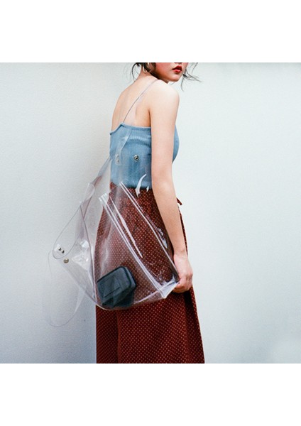 Kırmızı Stil Pvc Şeffaf Çanta Rahat Kadın Büyük Kapasiteli Alışveriş Omuz Çantaları Taşınabilir Yaz Lucid Plaj Tote Bolsas Kadınlar Için (Yurt Dışından) fırsatları