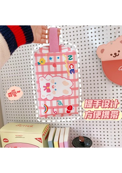 Mavi Stil Yeni Kawaii Ayı Kadın Kozmetik Çantaları Karikatür Tavşan Kız Makyaj Kalem Kalem Çantası Durumda Büyük Kapasiteli Seyahat Güzellik Organizatör Kılıfı (Yurt Dışından) fırsatları