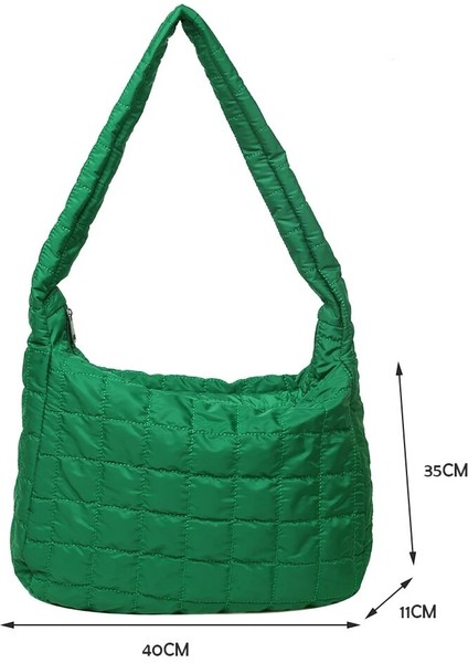 Fildişi Tarzı Kafes Desen Kadın Omuzdan Askili Çanta Düz Renk Koltuk Altı Çantası Yumuşak Kadın Bayan Kış Düz Renk Bulut Kapitone Omuzdan Askili Çanta (Yurt Dışından)