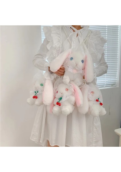 Mor Kurdele Stili Lolita Tarzı Tavşan Omuz Çantaları Kızlar Için Cosplay Kabarık Hayvan Çantaları Inci Zincirler Kadın Messenger Çanta Mini Çanta (Yurt Dışından) fiyatları