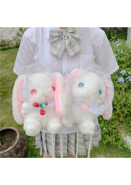 Mor Kurdele Stili Lolita Tarzı Tavşan Omuz Çantaları Kızlar Için Cosplay Kabarık Hayvan Çantaları Inci Zincirler Kadın Messenger Çanta Mini Çanta (Yurt Dışından) indirimleri