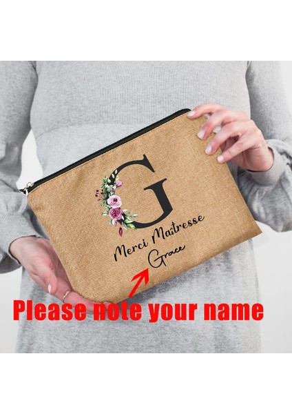 D4MEIMO Stili Kişiselleştirilmiş Özel Kozmetik Çantası Merci Maîtresse Öğretmen Saklama Çantası Yıl Sonu Okul Öğretmen Hediyesi Cadeau Maitresse (Yurt Dışından) indirimleri