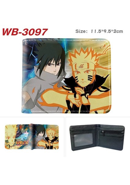 XQHY210601 03 Stili Japon Anime Karikatür Kakashi Sasuke Siyah Yaprak Köyü Konoha Ninja Cüzdan Sikke Cebi ile Kısa Çanta Kart Sahibinin (Yurt Dışından)