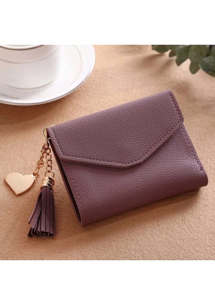 Mor Tarzı Kadın Cüzdanı Sevimli Öğrenci Püskül Kolye Kısa Cüzdan Trendi Küçük Moda Pu Cüzdan Oin Çanta Bayanlar Kadınlar Için Kart Çantası (Yurt Dışından) indirimleri