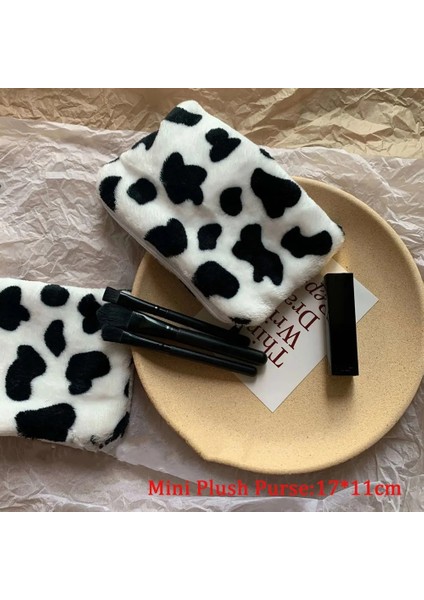 Mini Çanta Stili Xslıng Peluş Leopar Baskı Koltukaltı Çanta Kadın Aşk Kalp Omuz Çantası Moda Bayanlar Sonbahar Kış Büyük Kapasiteli Tote Çanta (Yurt Dışından)