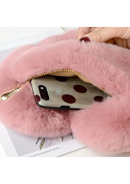 Rr Stili Kadın Kalp Şeklinde Faux Kürk Crossbody Cüzdan Çanta Zincir Omuz Çantası Omuz Çantası Kış Tote Çanta Messenger Satchel (Yurt Dışından) indirimleri