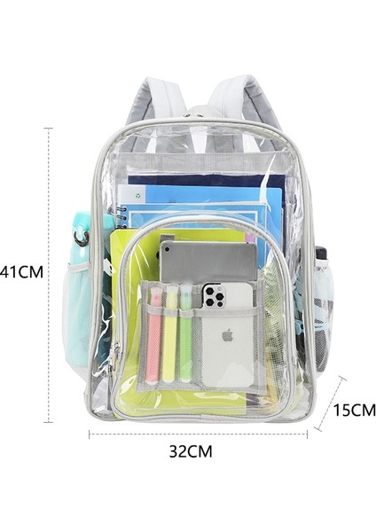 T9059 Gri Stil 32X29X14CM Tıntat Moda Temizle Pvc Kadın Sırt Çantası Yeni Trend Şeffaf Katı Sırt Çantası Seyahat Okul Sırt Çantası Kızlar Için Çocuk Mochila (Yurt Dışından)