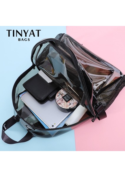 T9059 Gri Stil 32X29X14CM Tıntat Moda Temizle Pvc Kadın Sırt Çantası Yeni Trend Şeffaf Katı Sırt Çantası Seyahat Okul Sırt Çantası Kızlar Için Çocuk Mochila (Yurt Dışından) modelleri