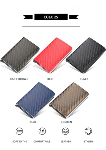 Isimsiz Soil Blue Stili Cexıka Anti Rfıd Engelleme Kımlığı Kredi Kartı Tutucu Kılıf Cüzdan Erkekler Iş Karbon Alüminyum Ince Mini Küçük Para Çantası Cüzdan Çanta (Yurt Dışından)