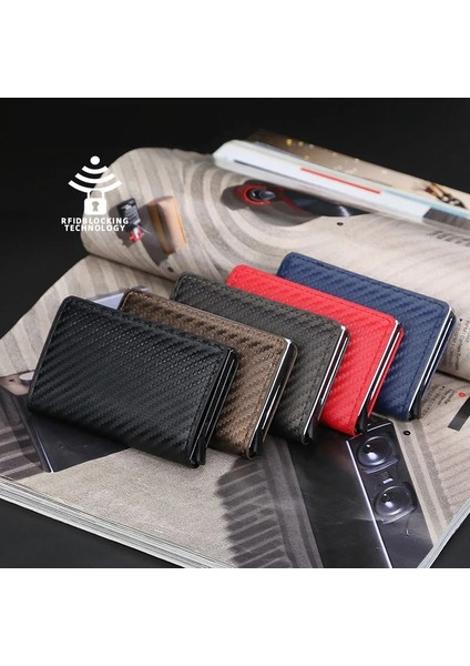 Isimsiz Soil Blue Stili Cexıka Anti Rfıd Engelleme Kımlığı Kredi Kartı Tutucu Kılıf Cüzdan Erkekler Iş Karbon Alüminyum Ince Mini Küçük Para Çantası Cüzdan Çanta (Yurt Dışından)